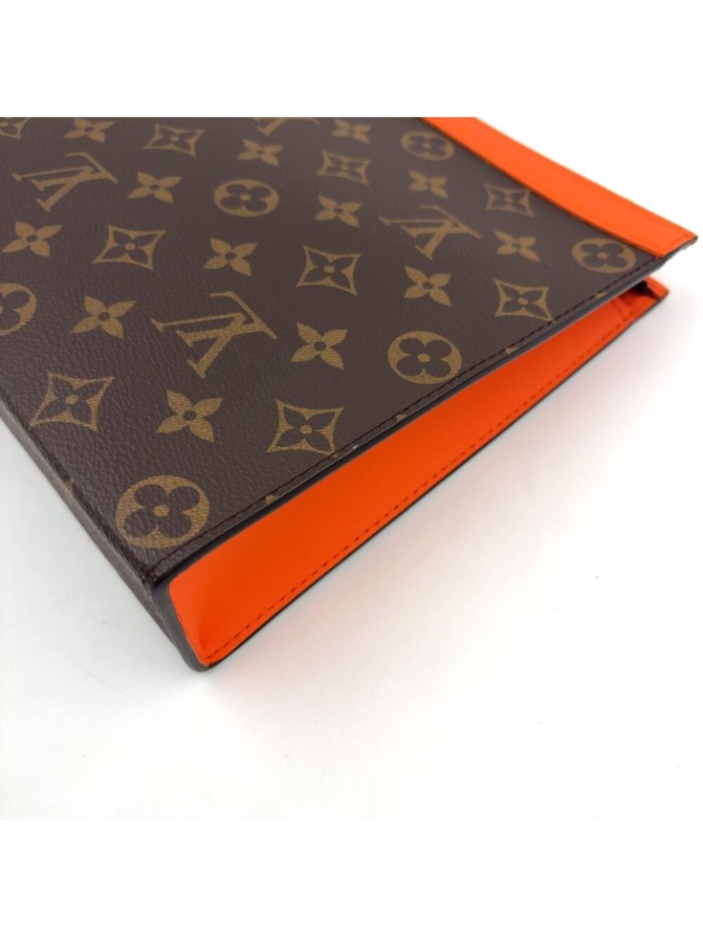 Louis Vuitton Pochette Voyage MM Monogram Macassar Leather Orange Brown Clutch - Picture 15 of 15